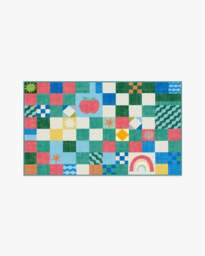 Big Apple Patchwork Multicolour Rug Green - 90x150 - Machine Washable Area Rug - Kid & Pet Friendly - Indoor Rugs - Ruggable - thumbnail 1