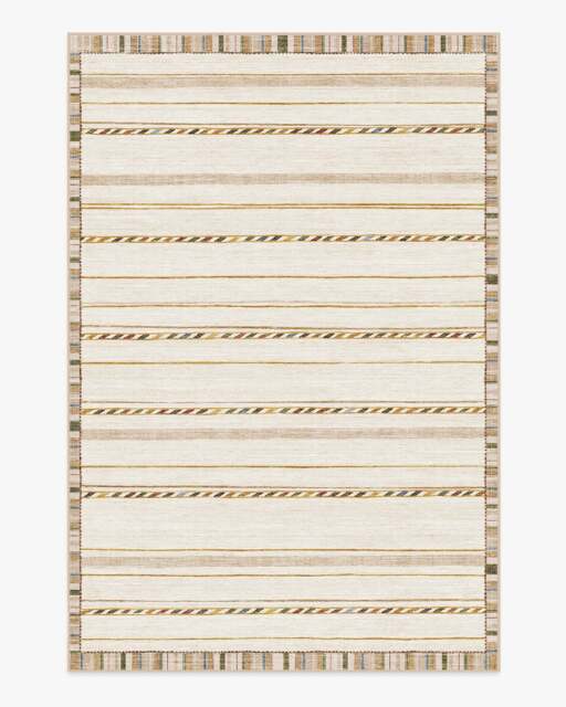 Hemma Cream & Brown Flatwoven Rug - 185x275 - Machine Washable Area Rug - Kid & Pet Friendly - Indoor Rugs - Ruggable - image 1