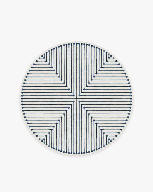 Inkdrop Slate Blue Rug by Jonathan Adler - 185 Round - Machine Washable Area Rug - Kid & Pet Friendly - Indoor Rugs - Ruggable - image 1