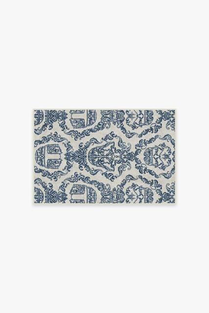 Dark Side Damask Delft Blue Rug - 60x90 - Machine Washable Area Rug - Kid & Pet Friendly - Indoor Rugs - Ruggable - image 1