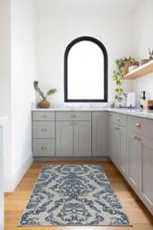 Dark Side Damask Delft Blue Rug - 60x90 - Machine Washable Area Rug - Kid & Pet Friendly - Indoor Rugs - Ruggable - thumbnail 3