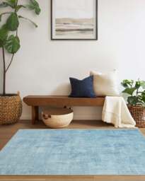 Impasto Slate Blue Rug - 90x150 - Machine Washable Area Rug - Kid & Pet Friendly - Indoor Rugs - Ruggable - thumbnail 3