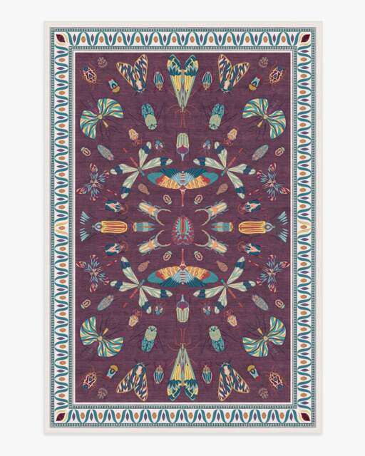 Flutterby Burgundy Rug by Iris Apfel - 200x290 - Machine Washable Area Rug - Kid & Pet Friendly - Indoor Rugs - Ruggable - image 1
