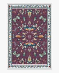 Flutterby Burgundy Rug by Iris Apfel - 200x290 - Machine Washable Area Rug - Kid & Pet Friendly - Indoor Rugs - Ruggable - thumbnail 1
