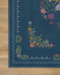 Friendship Garden Blue Flatwoven Rug - 200x290 - Machine Washable Area Rug - Kid & Pet Friendly - Indoor Rugs - Ruggable - thumbnail 7