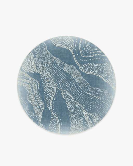 Adorned Soft Blue Flatwoven Rug by Malene Barnett - 185 Round - Machine Washable Area Rug - Kid & Pet Friendly - Indoor Rugs - Ruggable - image 1