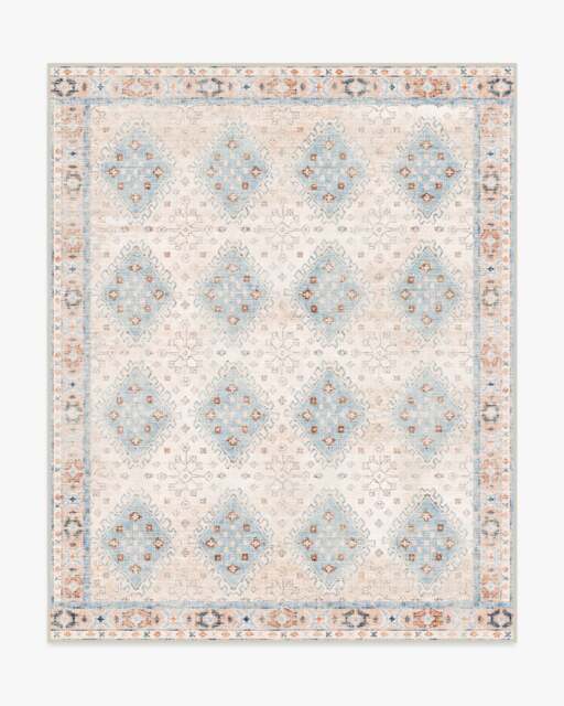 Zosia Cream & Light Blue Flatwoven Rug - 245x305 - Machine Washable Area Rug - Kid & Pet Friendly - Indoor Rugs - Ruggable - image 1