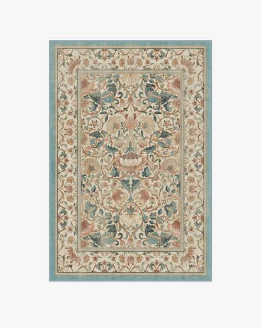 Lodden Soft Rose & Teal Rug by Morris & Co. - 120x185 - Machine Washable Area Rug - Kid & Pet Friendly - Indoor Rugs - Ruggable - image 1
