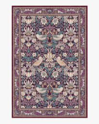 Strawberry Thief Burgundy Rug by Morris & Co. - 185x275 - Machine Washable Area Rug - Kid & Pet Friendly - Indoor Rugs - Ruggable