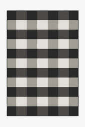 Gingham Plaid Black & White Outdoor Rug - 185x275 - Machine Washable Area Rug - Kid & Pet Friendly - Indoor Rugs - Ruggable