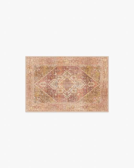 Santiago Coral & Gold Flatwoven Rug - 60x90 - Machine Washable Area Rug - Kid & Pet Friendly - Indoor Rugs - Ruggable - image 1