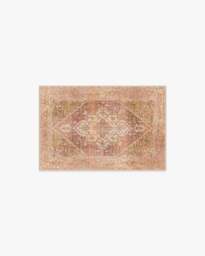 Santiago Coral & Gold Flatwoven Rug - 60x90 - Machine Washable Area Rug - Kid & Pet Friendly - Indoor Rugs - Ruggable - thumbnail 1