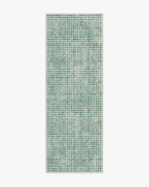 Glen Tartan Green & Gold Rug - 75x215 - Machine Washable Area Rug - Kid & Pet Friendly - Indoor Rugs - Ruggable - image 1