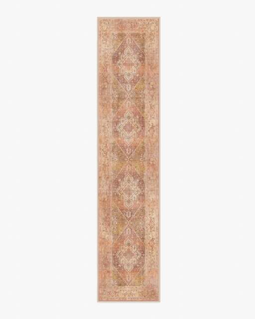 Santiago Coral & Gold Rug - 75x365 - Machine Washable Area Rug - Kid & Pet Friendly - Indoor Rugs - Ruggable - image 1