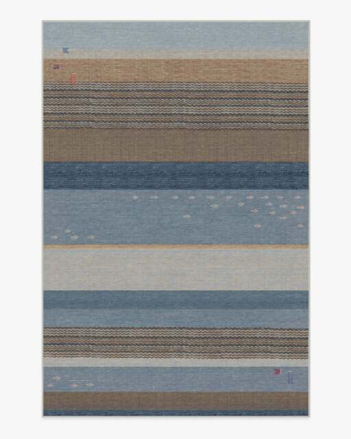 Dover Slate Blue & Natural Flatwoven Rug - 185x275 - Machine Washable Area Rug - Kid & Pet Friendly - Indoor Rugs - Ruggable - image 1