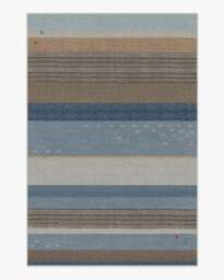 Dover Slate Blue & Natural Flatwoven Rug - 185x275 - Machine Washable Area Rug - Kid & Pet Friendly - Indoor Rugs - Ruggable - thumbnail 1