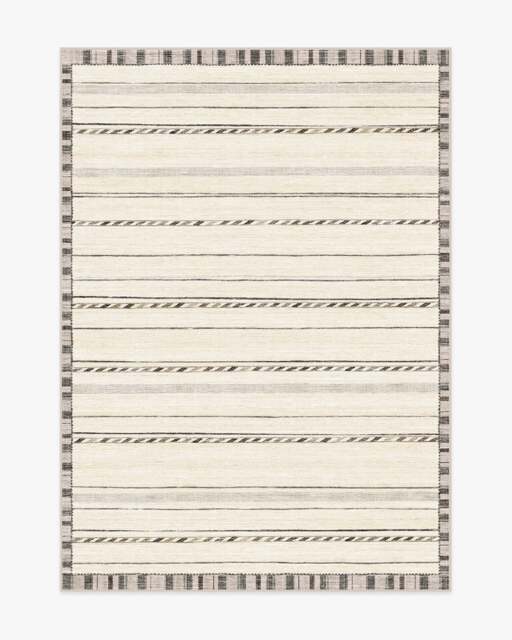 Hemma Cream & Charcoal Rug - 150x215 - Machine Washable Area Rug - Kid & Pet Friendly - Indoor Rugs - Ruggable - image 1