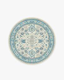 Calabria Cream & Light Blue Rug - 185 Round - Machine Washable Area Rug - Kid & Pet Friendly - Indoor Rugs - Ruggable
