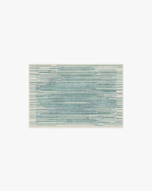 Striated Border Blue Flatwoven Rug - 60x90 - Machine Washable Area Rug - Kid & Pet Friendly - Indoor Rugs - Ruggable