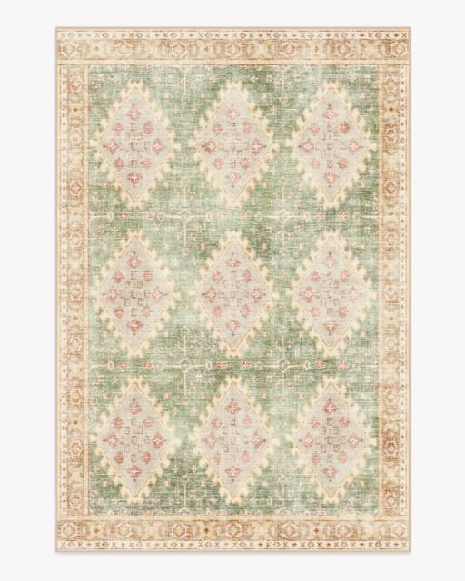 Zosia Sage & Gold Flatwoven Rug - 185x275 - Machine Washable Area Rug - Kid & Pet Friendly - Indoor Rugs - Ruggable - image 1