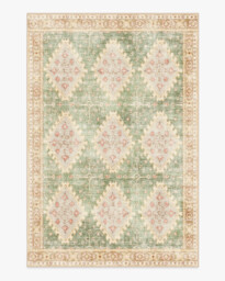 Zosia Sage & Gold Flatwoven Rug - 185x275 - Machine Washable Area Rug - Kid & Pet Friendly - Indoor Rugs - Ruggable - thumbnail 1