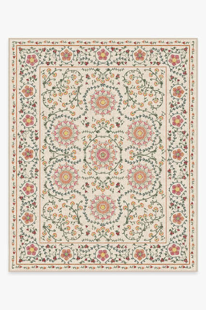 Suzani Coral Rug - 245x305 - Machine Washable Area Rug - Kid & Pet Friendly - Indoor Rugs - Ruggable - image 1