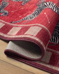 Zebras Red Rug by ScalamandrÃ© - 90x150 - Machine Washable Area Rug - Kid & Pet Friendly - Indoor Rugs - Ruggable - thumbnail 2