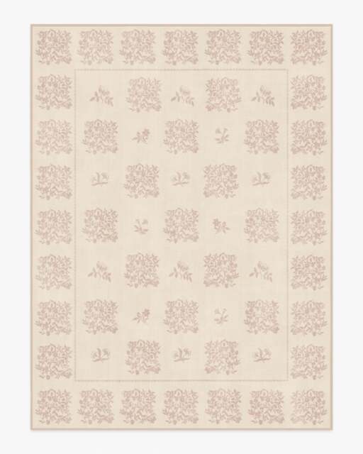 Iona Cream & Vintage Blush Flatwoven Rug Pink - 275x365 - Machine Washable Area Rug - Kid & Pet Friendly - Indoor Rugs - Ruggable - image 1