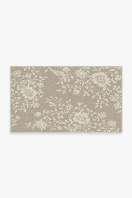 Mallow Flower Natural Stone Rug by Morris & Co. - 90x150 - Machine Washable Area Rug - Kid & Pet Friendly - Indoor Rugs - Ruggable
