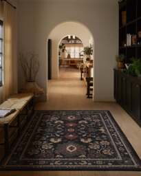 Calabria Black Multicolour Rug - 75x215 - Machine Washable Area Rug - Kid & Pet Friendly - Indoor Rugs - Ruggable - thumbnail 2