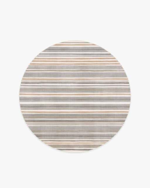 Elio Stripe Grey & Ivory Rug - 185 Round - Machine Washable Area Rug - Kid & Pet Friendly - Indoor Rugs - Ruggable - image 1