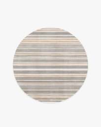 Elio Stripe Grey & Ivory Rug - 185 Round - Machine Washable Area Rug - Kid & Pet Friendly - Indoor Rugs - Ruggable