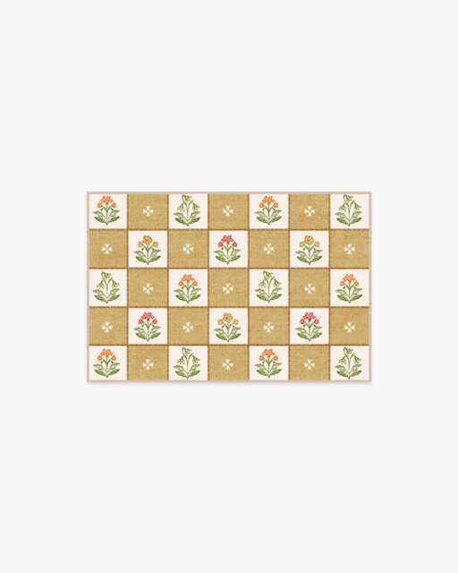 Cottage Trellis Ochre Rug Yellow - 60x90 - Machine Washable Area Rug - Kid & Pet Friendly - Indoor Rugs - Ruggable - image 1