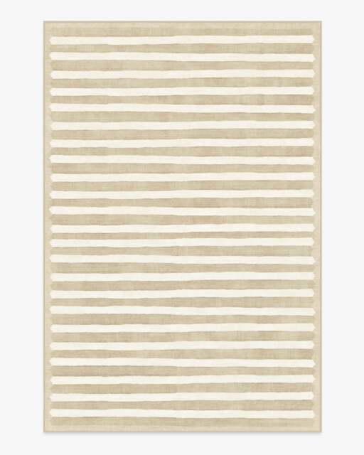 Elin Stripe Latte Cream Rug by goop Beige - 200x290 - Machine Washable Area Rug - Kid & Pet Friendly - Indoor Rugs - Ruggable - image 1