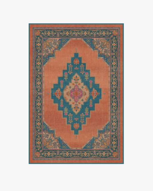 Sunset Bazaar Tropic Coral Flatwoven Rug by Matthew Williamson - 120x185 - Machine Washable Area Rug - Kid & Pet Friendly - Indoor Rugs - Ruggable - image 1