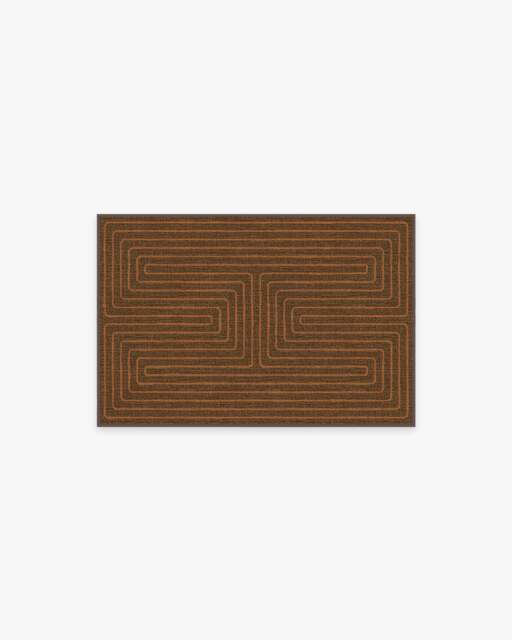 Labyrinth Brown & Orange Rug by Jonathan Adler - 60x90 - Machine Washable Area Rug - Kid & Pet Friendly - Indoor Rugs - Ruggable - image 1
