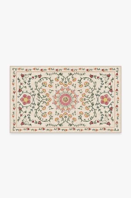 Suzani Coral Flatwoven Rug - 90x150 - Machine Washable Area Rug - Kid & Pet Friendly - Indoor Rugs - Ruggable - image 1