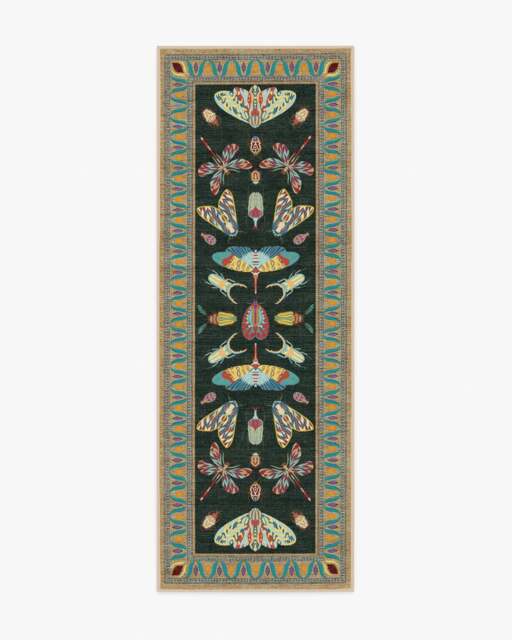 Flutterby Charcoal Rug by Iris Apfel - 75x215 - Machine Washable Area Rug - Kid & Pet Friendly - Indoor Rugs - Ruggable - image 1