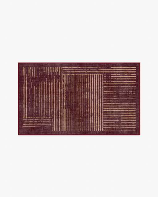 Linear Oasis Rust Red Rug - 90x150 - Machine Washable Area Rug - Kid & Pet Friendly - Indoor Rugs - Ruggable