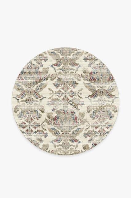 Transitional Damask Natural Rug - 185 Round - Machine Washable Area Rug - Kid & Pet Friendly - Indoor Rugs - Ruggable - image 1