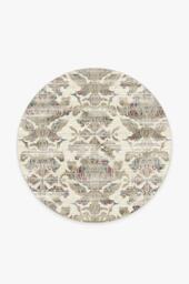 Transitional Damask Natural Rug - 185 Round - Machine Washable Area Rug - Kid & Pet Friendly - Indoor Rugs - Ruggable - thumbnail 1