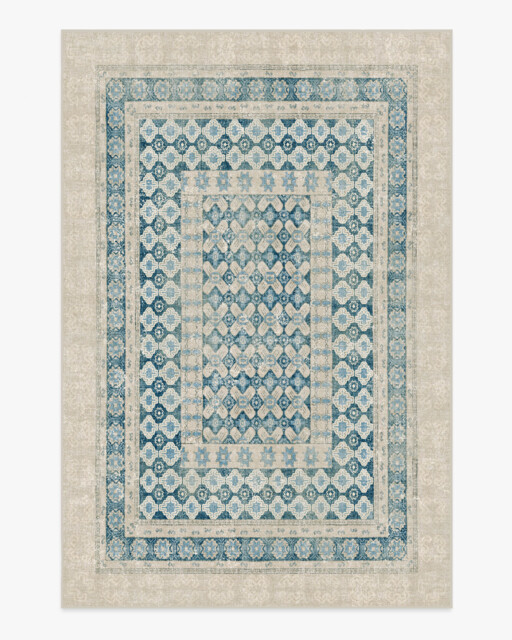 Cyrus Neutral and Blue Rug - 200x290 - Machine Washable Area Rug - Kid & Pet Friendly - Indoor Rugs - Ruggable - image 1