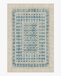 Cyrus Neutral and Blue Rug - 200x290 - Machine Washable Area Rug - Kid & Pet Friendly - Indoor Rugs - Ruggable - thumbnail 1
