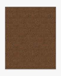 Labyrinth Brown & Orange Flatwoven Rug by Jonathan Adler - 245x305 - Machine Washable Area Rug - Kid & Pet Friendly - Indoor Rugs - Ruggable