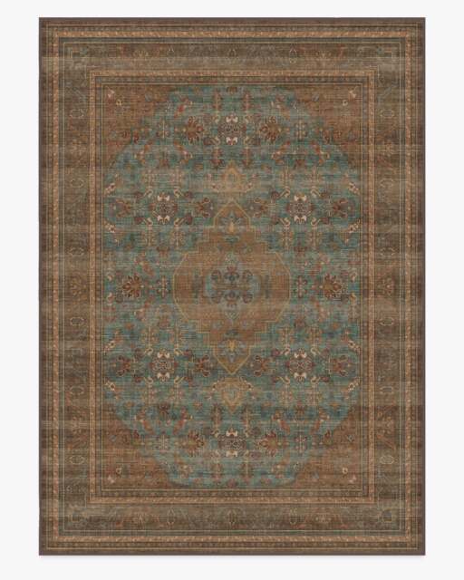 Rowan Teal Blue & Copper Rug - 305x425 - Machine Washable Area Rug - Kid & Pet Friendly - Indoor Rugs - Ruggable - image 1