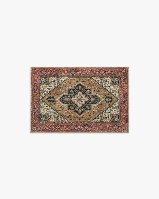 Santiago Camel & Scarlet Rug Red - 60x90 - Machine Washable Area Rug - Kid & Pet Friendly - Indoor Rugs - Ruggable - image 1