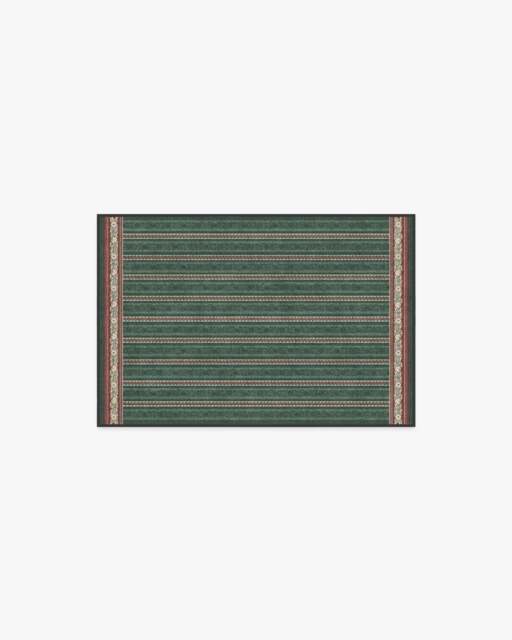 Fruit Stripe Spruce Green Flatwoven Rug by Morris & Co. - 60x90 - Machine Washable Area Rug - Kid & Pet Friendly - Indoor Rugs - Ruggable - image 1