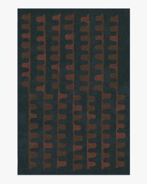 Veza Midnight & Coral Flatwoven Rug - 200x290 - Machine Washable Area Rug - Kid & Pet Friendly - Indoor Rugs - Ruggable - image 1