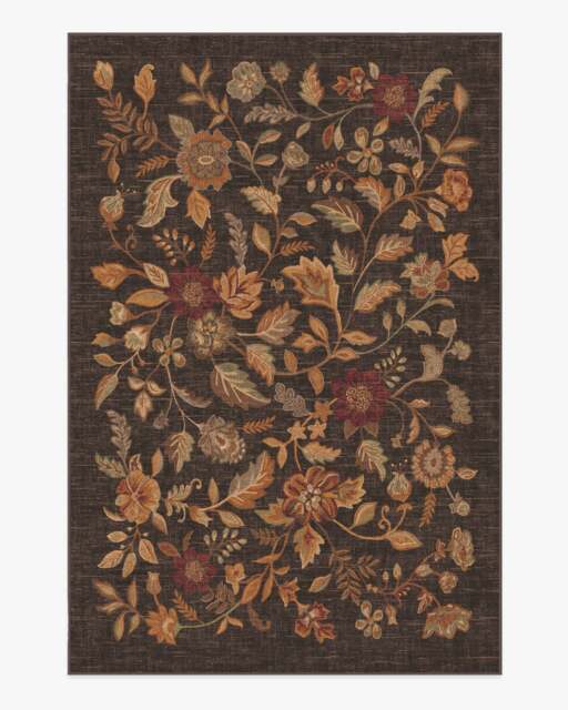 Anonna Dark Wood Flatwoven Rug Brown - 185x275 - Machine Washable Area Rug - Kid & Pet Friendly - Indoor Rugs - Ruggable - image 1