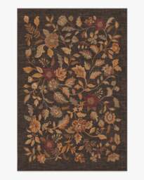 Anonna Dark Wood Flatwoven Rug Brown - 185x275 - Machine Washable Area Rug - Kid & Pet Friendly - Indoor Rugs - Ruggable